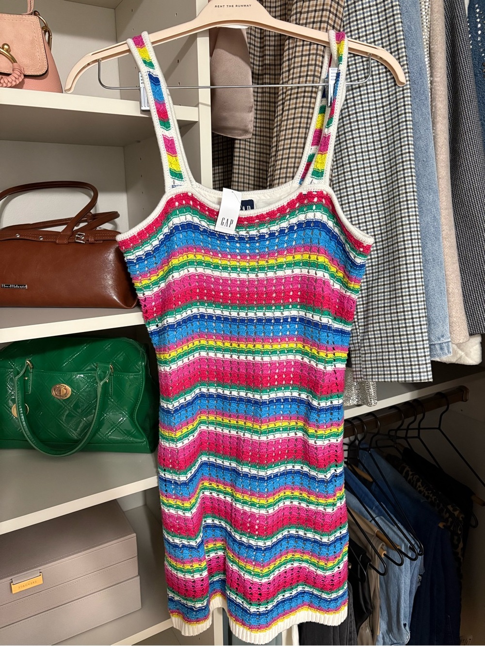 GAP Crochet Multi Color Dress with Pink Accent